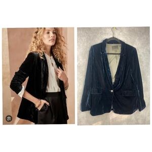 Banana Republic Women Velvet Navy Blue Office Career  Blazer Size 10